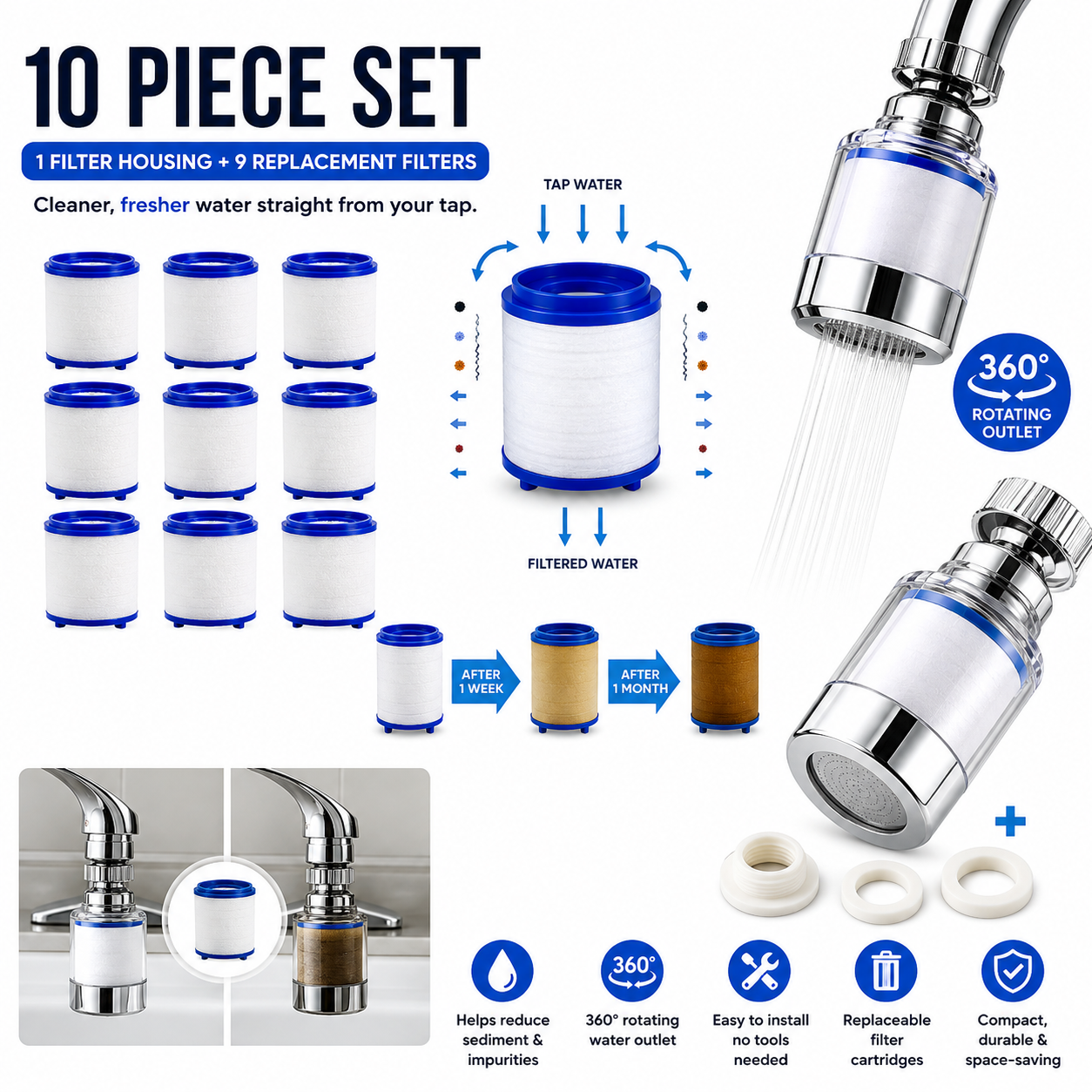 Water Purifying Faucet with Replaceable Filter