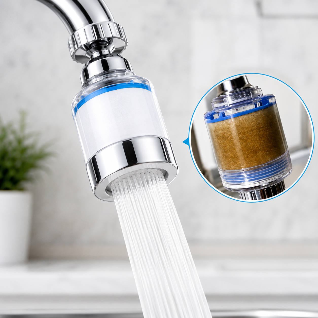 Water Purifying Faucet with Replaceable Filter